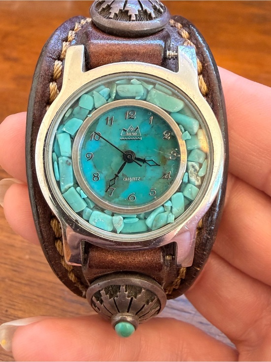 SAAD Jewelry - SAAD Turquoise Sterling Leather Belt Watch